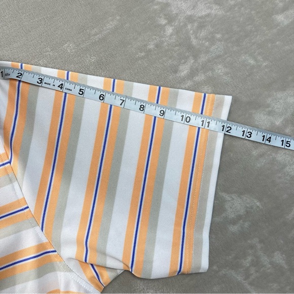 Footjoy Orange White Grey Striped Polo Shirt Golf Men's Sz L - Picture 10 of 10